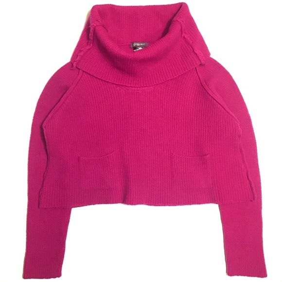 Crea Concept Cowl Neck Sweater Wool Pullover Cropped Boxy Crop Magenta Pink 40 - Picture 16 of 16